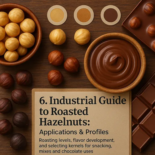 Industrial roasted hazelnuts for food manufacturing